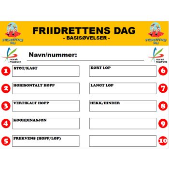 STARTNUMMER - friidrettens dag