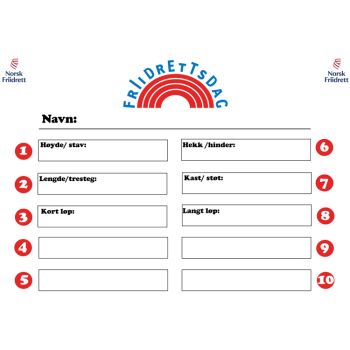 STARTNUMMER PK À 10 STK - FRIIDRETTSDAG